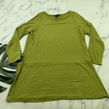 Eileen Fisher Womens Tunic Top Size XL Olive Green Long Sleeve Boat Neck Strech - £25.72 GBP