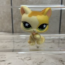 Littlest Pet Shop Hasbro LPS #832 Cat Kitten Yellow Green Eyes Star Licking Paw - £7.93 GBP