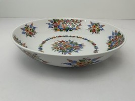 Vtg Karolina Porcelain 8”Veg Serving Bowl Colorful Flowers A. Thomana Poland - $24.70