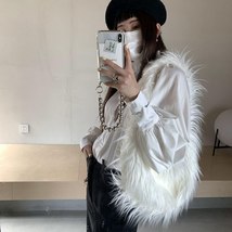 White Furry Cute Backpack Women Japanese Harajuku Kawaii Fairycore Casual Pack Y - £27.26 GBP