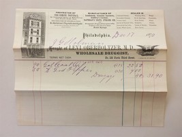 1870 Antique Levi Oberholtzer Druggist Receipt Phila Pa J G Holman Coal Oil Pepp - $47.03