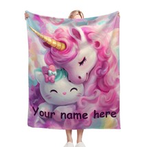 Personalised Unicorn Hello Kitty Blanket - Soft Flannel Fleece Throw Cus... - $40.85+