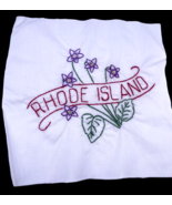 Rhode Island Embroidered Quilted Square Frameable Art State Needlepoint Vtg - $25.96