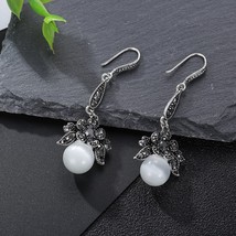 New  Boutique Rhinestone Blue Opal Dangle Earrings For Women Bride Wedding Jewel - £7.84 GBP