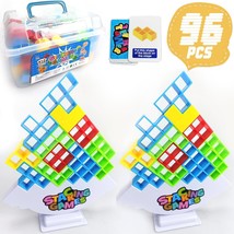 96 Pcs Tetra Tower Balance Stacking Blocks Game Board Games for 2 Players Family - £51.36 GBP