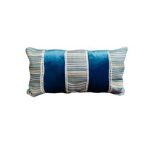 Luxury Collection, Blue Pillow, Blue Velvet Pillow Cotton Royal Design 16x20&#39;&#39; - £54.68 GBP