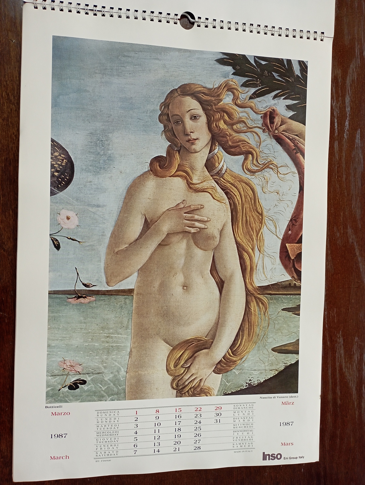 An old Gregorian calendar in 1987 for an Italian company  - $300.00