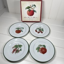 Williams-Sonoma Red Fruit 8&quot; inch Plates Green Trim Set of 4 - £27.29 GBP