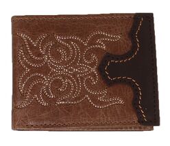 Men's Western Boot Stitch Distressed Brown Leather Bi-Fold Wallet 18RTW124B - $46.52