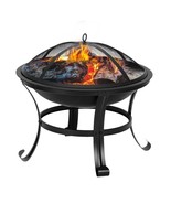 22&quot; Fire Pit Outdoor Wood Burning Iron Brazier Backyard Fireplace Heater... - $63.99