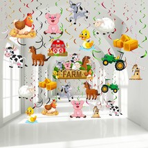 30 Pieces Farm Animal Party Hanging Swirl Decorations, Barnyard Theme  - $21.99