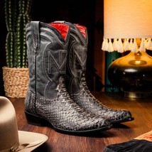 KANSAS Genuine Snake Skin Cowboy Boot from the Western Collection White image 8