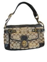 Coach Legacy 65th Anniversary Brown Signature Canvas Black Leather Shoulder Bag - $110.00