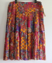 Ralph Lauren Skirt L Long Boho Paisley Tiered Cotton Multi New - £79.92 GBP
