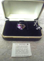 Vintage O.C Tanner Mens Pin With Jewels Red &amp; Clear Jewels Pin Red &amp; Clear Stone - £23.90 GBP