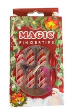 Christmas Holiday Magic Almond Long Red White Stripe Fake Press On Nails - $176.89 MXN