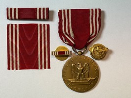 WWII, ARMY GOOD CONDUCT MEDAL, PB RIBBON, DISCHARGE BADGE, LAPEL BADGE, ... - $25.00