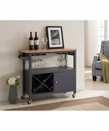 Solid Wood &amp; Wood Veneer Kitchen Cart - Grey &amp; Natural - $233.08