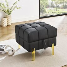 Anti-Scratch Black Leather Storage Ottoman - Pet Friendly Entryway Bench - $95.99
