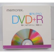 5 Pack Memorex DVD+R 16X 4.7GB Go Recordable 120 Min Video - £7.87 GBP