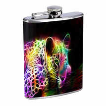 Neon Rainbow Cheetah Em1 Flask 8oz Stainless Steel Hip Drinking Whiskey - £11.57 GBP