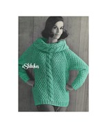 1960s Cable Knit Rolled Collar Super-Bulky Sweater - Knit pattern (PDF 7... - £2.93 GBP