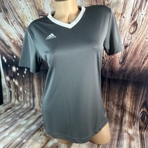 NEW Adidas Entrada 22 Jersey Womens Size Small Grey V Neck Athletic Shir... - $18.99