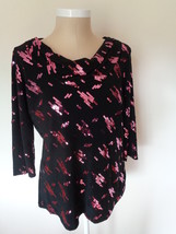 Notations Woman Black Top with Pink Sequin Cowl Neck Blouse Size 14/16 - £14.37 GBP