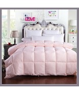 King Size Pale Pink Jacquard Weave Silk Quilted White Duck Down Duvet Co... - £231.23 GBP