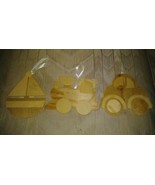 3 Crafters Square Wall Plaques Baby Decoration Sailboat Train Car Nursery - £8.55 GBP