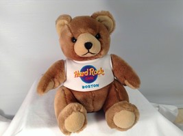 Hard Rock Cafe Boston Plush Bear Brown Stuffed Animal Toy 9 in tall seated - $10.88