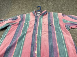 Chaps Ralph Lauren Dress Shirt Mens Button Up stripes Pink - $13.85