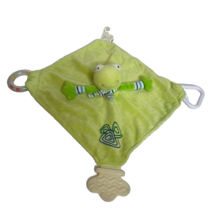 Stephan Baby Frog Security Blanket Lovey Toy Rattle Teether Green Blue S... - $12.02