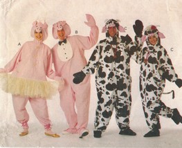 Vintage Misses Mens Halloween Costume Pig Holstein Cow Sew Pattern  XS-L - £10.22 GBP
