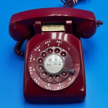 Vintage Bell System By Western Electric Red Rotary Dial Desk Telephone - £59.57 GBP