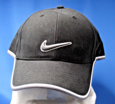 Nike Black Baseball Golf Hat Cap Embroidered Adjustable Back Cotton - £11.30 GBP