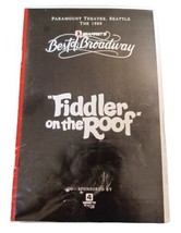 Vintage Playbill Paramount Theatre Seattle 1989 Fiddler on the Roof - £11.88 GBP