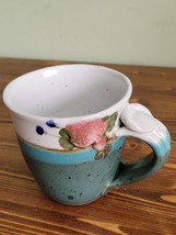 Studio Art Pottery Coffee Tea Cup Mug floral signed Chappella - £18.68 GBP