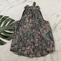 J.Crew Collection Tie Neck Blouse Top Size S Floral Jacquard Metallic Sh... - $27.71