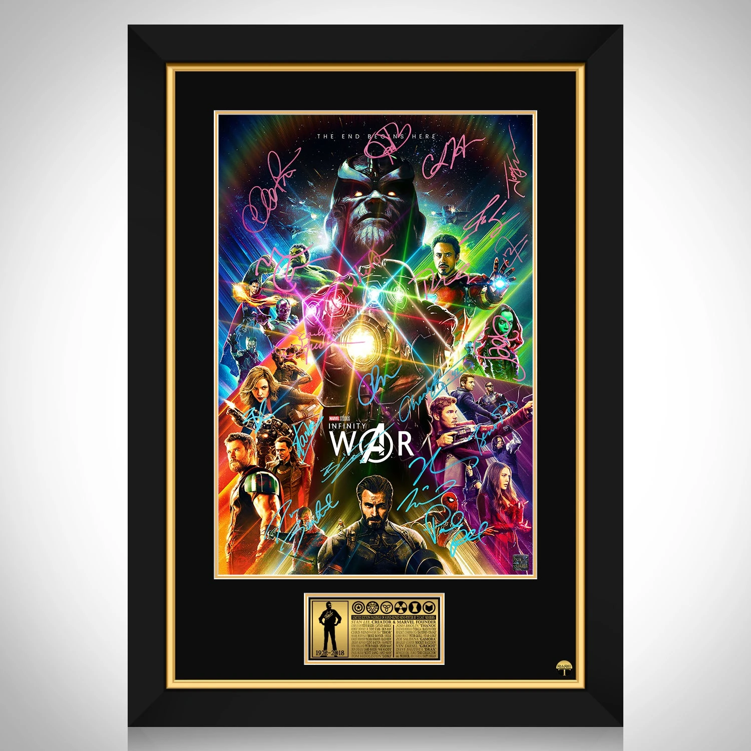 Avengers Infinity War Mini Poster Limited Signature Edition Custom Frame  - $309.73