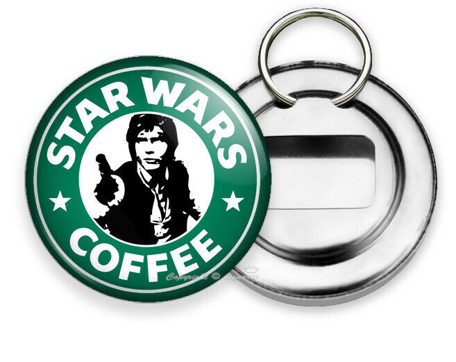 STAR WARS HAN SOLO STARBUCKS COFFEE FUNNY BEER SODA BOTTLE OPENER KEY RING GIFT