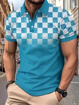 Men&#39;s Full Size Collared Checkered Short Sleeve Polo Plus Size - €28,00 EUR