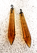 Vintage Amber Glass Hanging Chandelier Prisms Beads 1 5/8” Drop Length - $12.38