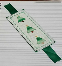 Christmas Tree Book Mark Counted Cross Stitch Journal Marker Homemade - £15.23 GBP