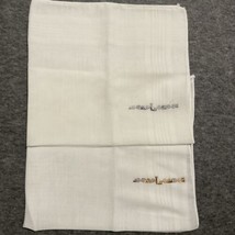 Lot x2 Vintage Hankies Handkerchief Monogrammed L Embroidered Silver Gol... - $8.79