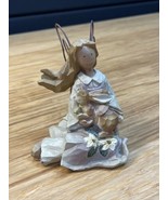 Beautiful Angel with Tin Wings Rabbit Bunny Figurine Knick Knack KG JD - £19.83 GBP
