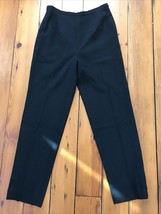 Vtg Talbots Black Wool Lined Flat Front Dress Pants Slacks 8 USA Made 31... - £31.45 GBP