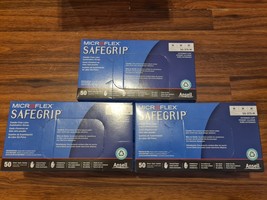 150-Pairs SG-375 Ansell MicroFlex SafeGrip Powder Free Latex Exam Gloves M - $53.89