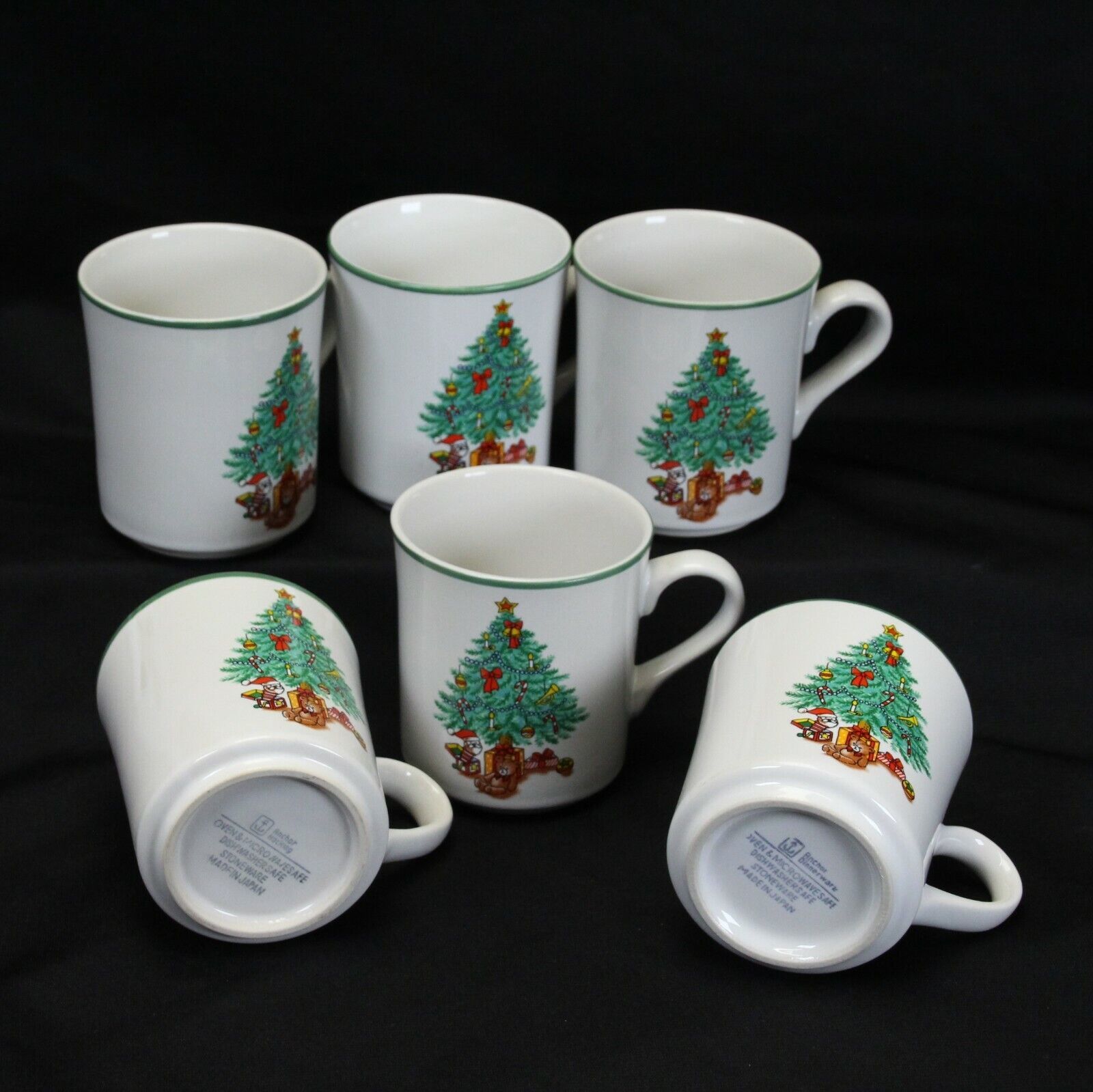 Anchor Hocking Holiday Magic Christmas Tree Cups Mugs Lot of 6  Xmas - $17.63