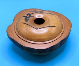 RARE VINTAGE HAND-CARVED BURLED WOOD HAIR RECEIVER ORIENTAL THEME - $20.00